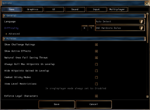 Older Options menu